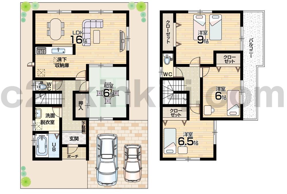 Floor plan. 26,800,000 yen, 4LDK, Land area 130.24 sq m , Building area 104.33 sq m floor plan 4LDK! Parking 2 cars! Large balcony! 