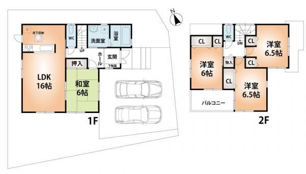 Floor plan. 24,800,000 yen, 4LDK, Land area 161.58 sq m , Building area 98.82 sq m all rooms with storage, 6 Pledge more spacious floor plan.