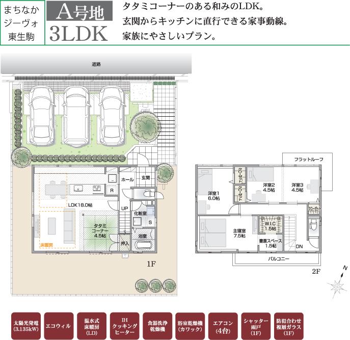 Floor plan.  [A No. land] So we have drawn on the basis of the Plan view] drawings, Plan and the outer structure ・ Planting, such as might actually differ slightly from.  Also, furniture ・ Car, etc. are not included in the price. 