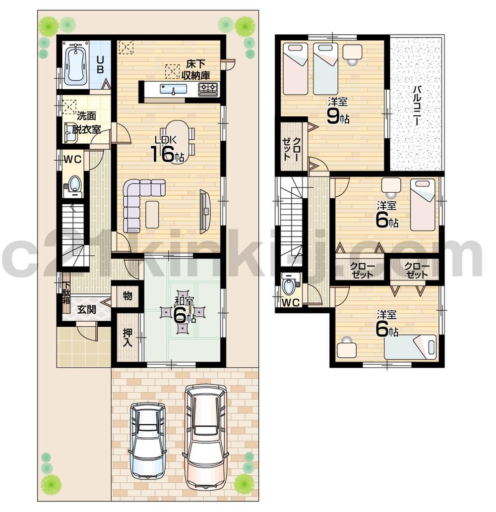 Floor plan. 27,800,000 yen, 4LDK, Land area 130.24 sq m , Building area 105.15 sq m floor plan 4LDK! Parking 2 cars! Large balcony!