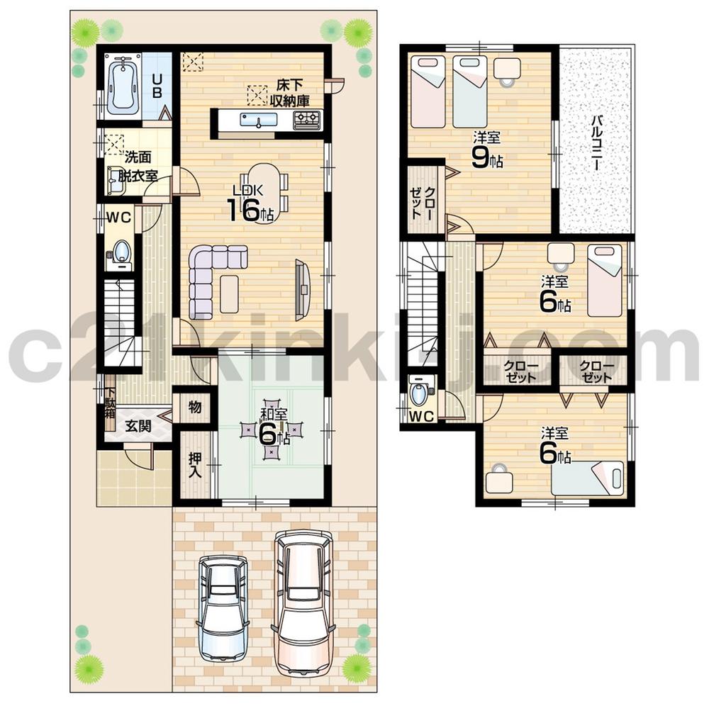 Floor plan. 27,800,000 yen, 4LDK, Land area 130.24 sq m , Building area 105.15 sq m floor plan 4LDK! Parking 2 cars! Large balcony! 