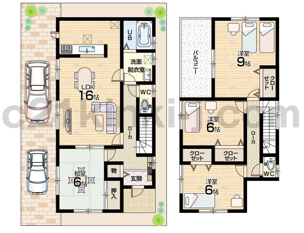 Floor plan. 29,800,000 yen, 4LDK, Land area 130.26 sq m , Building area 105.15 sq m floor plan 4LDK! Parking 2 cars! Large balcony! 