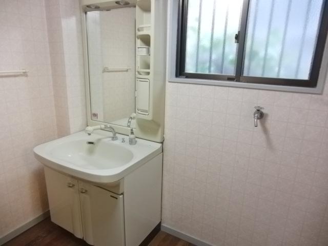 Wash basin, toilet. Spacious space