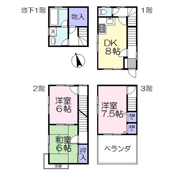 Floor plan. 12.8 million yen, 3DK, Land area 46.36 sq m , Building area 68.8 sq m Ikoma Station within walking distance!