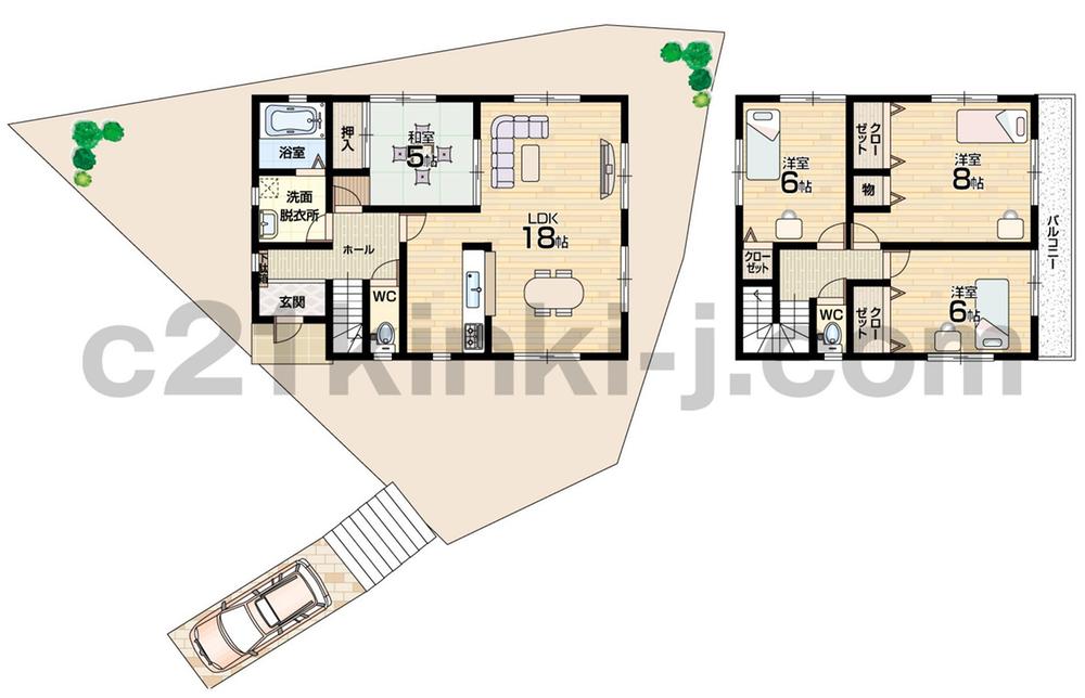 Floor plan. 20.8 million yen, 4LDK, Land area 396.52 sq m , Building area 99.63 sq m floor plan 4LDK! All rooms 6 quires more! Solar panel + Cute eco house! 