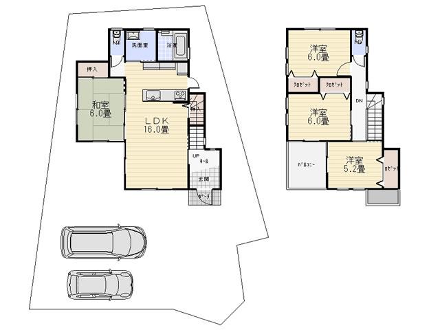 Building plan example (floor plan). Building plan example (1-9 No. land) 4LDK, Land price 17,120,000 yen, Land area 171.98 sq m , Building price 16,170,000 yen, Building area 92.57 sq m