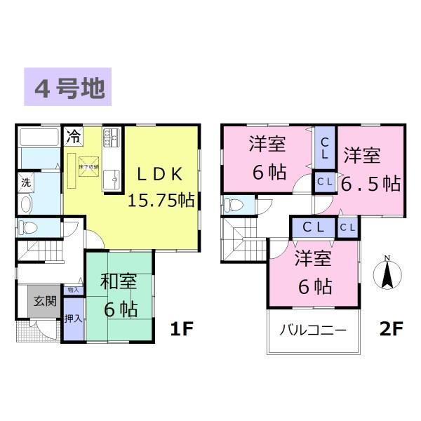 Floor plan. (No. 4 locations), Price 20,300,000 yen, 4LDK, Land area 121.77 sq m , Building area 95.58 sq m