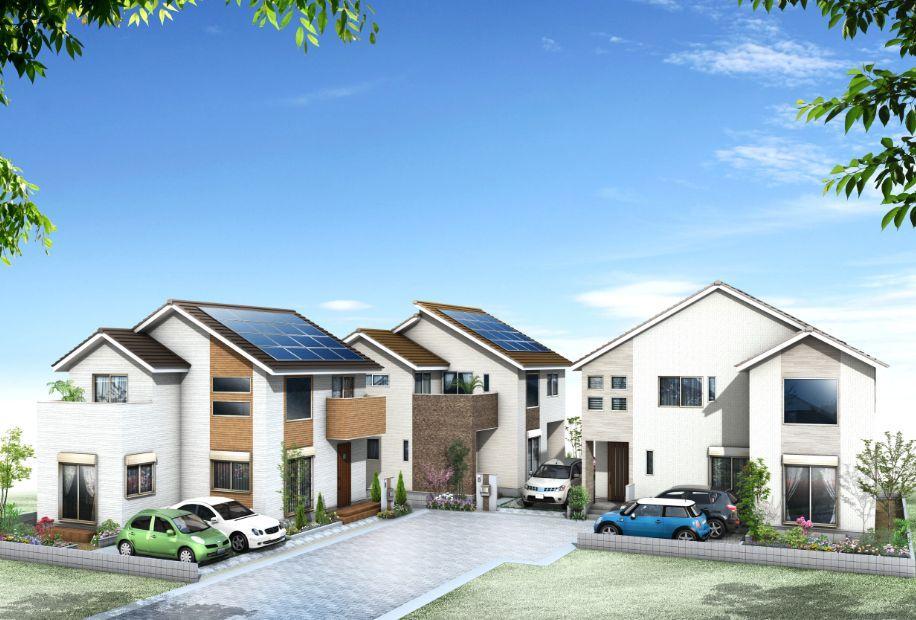 Rendering (appearance). The city of all 27 families on a hill blessed with Oji Station walking distance sunlight