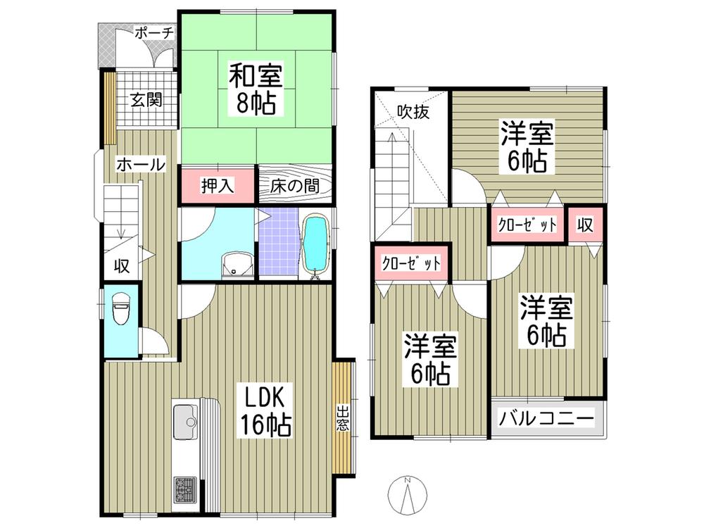 Floor plan. 18,800,000 yen, 4LDK, Land area 130.01 sq m , Building area 101.26 sq m