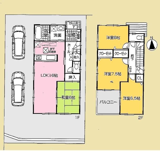 Floor plan. 26,900,000 yen, 4LDK, Land area 135.54 sq m , It is a building area of 97.2 sq m per yang good of the northwest corner lot