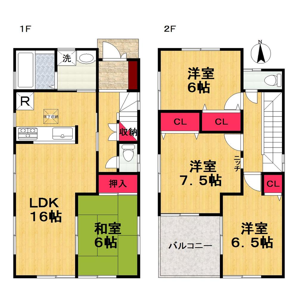 Floor plan. 26,900,000 yen, 4LDK, Land area 135.54 sq m , Building area 97.2 sq m   [Floor plan] 