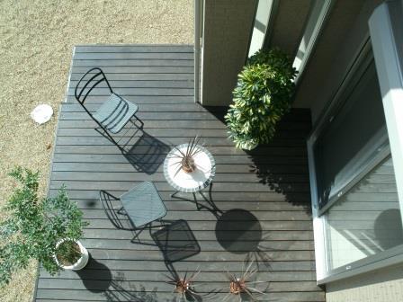 Model house photo. Model house Wood deck