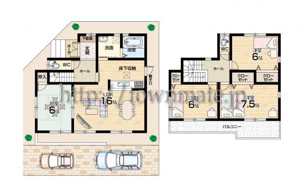 Floor plan. 22,800,000 yen, 4LDK, Land area 106.14 sq m , Building area 95.58 sq m Floor