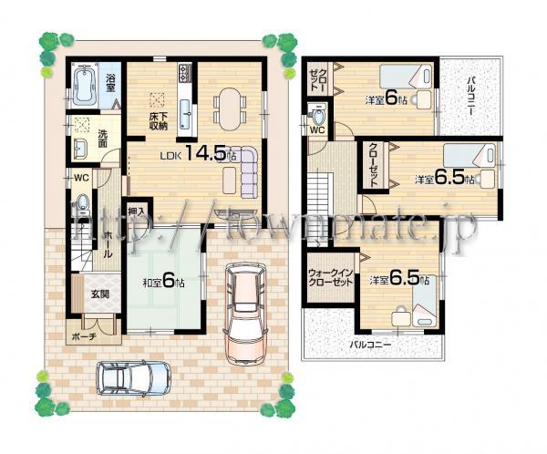 Floor plan. 21.5 million yen, 4LDK, Land area 98.08 sq m , Building area 93.15 sq m land area 98.08 square meters building area 93.15 square meters