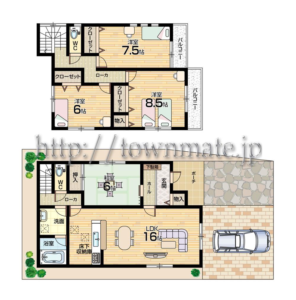 Floor plan. (1 Building), Price 22,800,000 yen, 4LDK, Land area 142.26 sq m , Building area 103.68 sq m