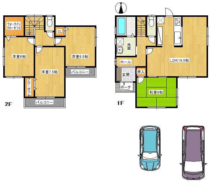 Floor plan. 20.8 million yen, 4LDK + S (storeroom), Land area 166.57 sq m , Building area 98.82 sq m south-facing entrance Walk is an in-closet!