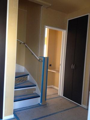 Receipt. Stairs and storage space is