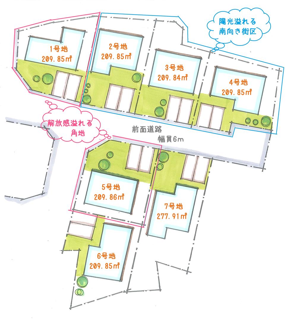 The entire compartment Figure.  ■ Located on a hill. View is very nice.  ■ South-facing 60 square meters or more of the land.  ■ remaining, Only No. 1 point and 5 Gochi. 