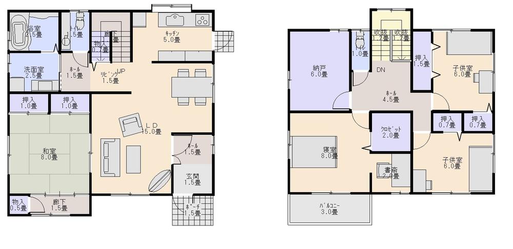 Building plan example (floor plan). Building plan example (1 Issue land) Building Price 2500 Ten thousand yen, Building area 133 sq m 40 tsubo
