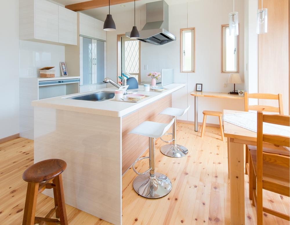 Building plan example (introspection photo). Open kitchen features excellent feeling of freedom and functionality. The kitchen is available to choose with no options added. 