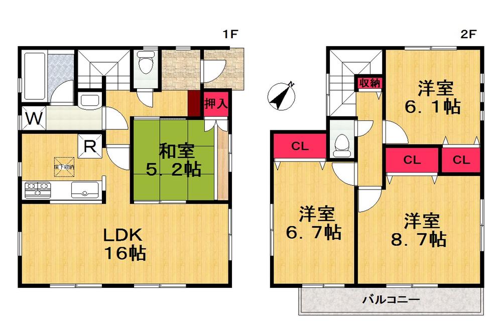 Floor plan. (3 Building), Price 16.8 million yen, 4LDK, Land area 143.66 sq m , Building area 97.19 sq m