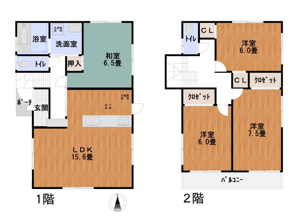 Floor plan. (No. 2 locations), Price 26,800,000 yen, 4LDK, Land area 166.04 sq m , Building area 97.2 sq m