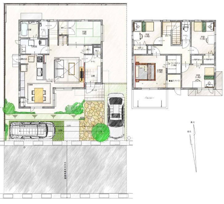Floor plan.  [B-4-18 No. land] So we have drawn on the basis of the Plan view] drawings, Plan and the outer structure ・ Planting, such as might actually differ slightly from.  Also, furniture ・ Car, etc. are not included in the price. 