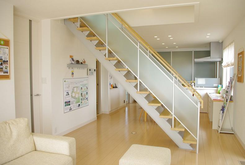 Model house photo. LIVING IN stairs family gather with nature