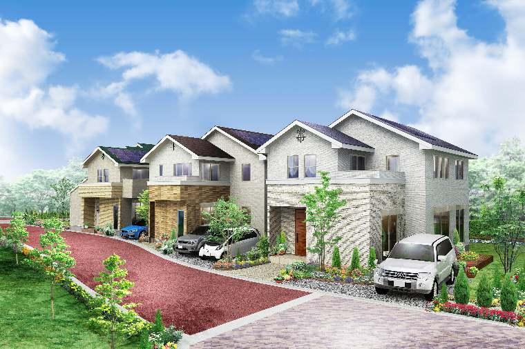 Building plan example (exterior photos). Accent to the city of aesthetics [Color pavement]  Providing a color paving of natural color tone to some of the city wards road, I was directing the beauty of the whole city. Together to brighten the city, Also it works call attention effect when driving a car in the city. 