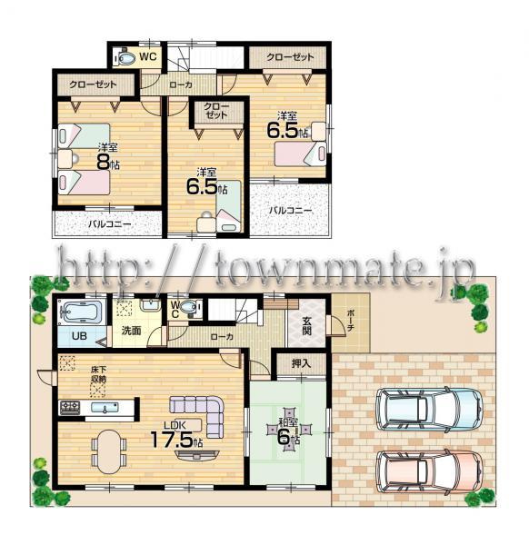 Floor plan. 26,800,000 yen, 4LDK, Land area 137.68 sq m , Building area 105.98 sq m Floor
