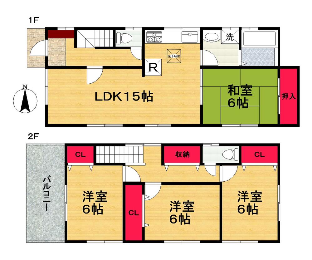 Floor plan. (1 Building), Price 19,800,000 yen, 4LDK, Land area 130.27 sq m , Building area 97.71 sq m