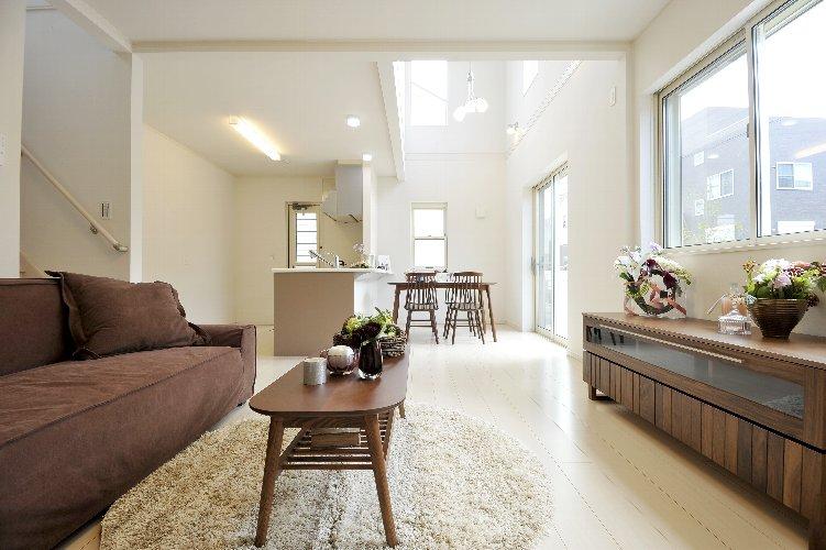 Building plan example (introspection photo). Vaulted ceiling living room