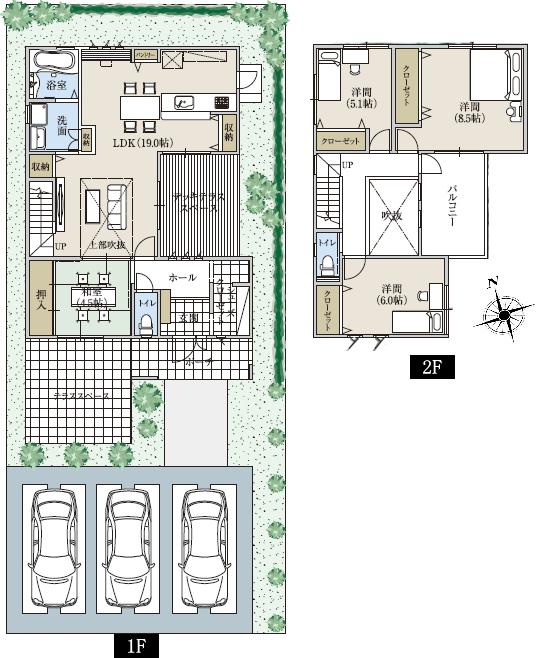Other building plan example. Building plan example (C No. land) Building price 16,410,000 yen,  Building area 111.37 sq m