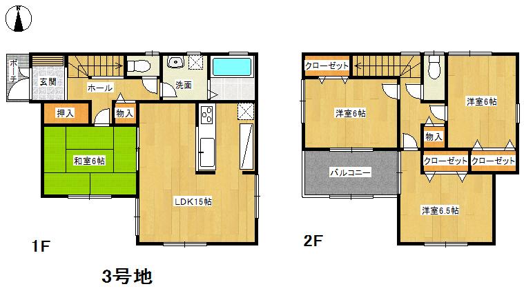 Floor plan. (No. 3 locations), Price 15.8 million yen, 4LDK, Land area 116.15 sq m , Building area 95.58 sq m