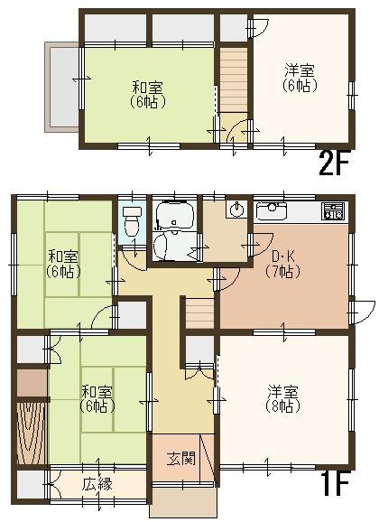 Floor plan. 13 million yen, 5DK, Land area 213.07 sq m , Building area 99.34 sq m