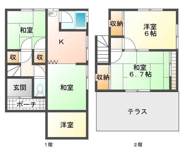 Floor plan. 4 million yen, 4DK, Land area 57 sq m , Building area 54.54 sq m