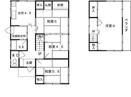 Floor plan. 8.9 million yen, 4DK, Land area 166.11 sq m , Building area 89.62 sq m