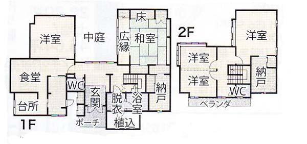 Floor plan. 35 million yen, 4LDK, Land area 610 sq m , Building area 193.96 sq m