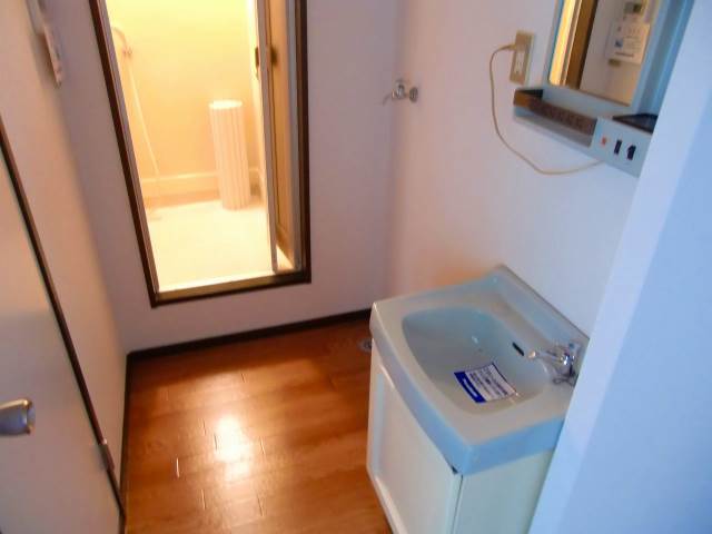 Washroom. Independent wash basin is blue!
