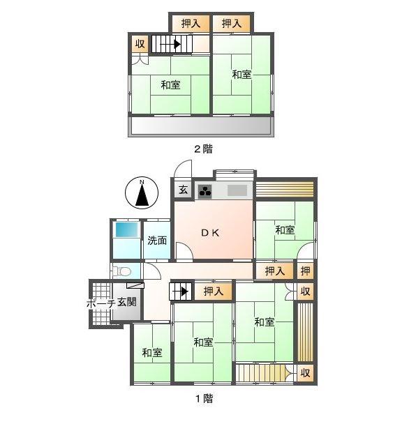 Floor plan. 9 million yen, 6DK, Land area 174.65 sq m , Building area 97.35 sq m