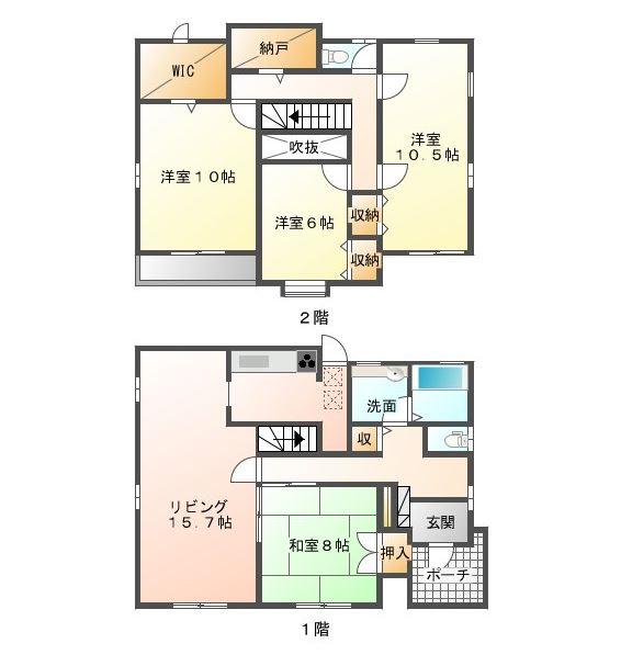 Floor plan. 19,800,000 yen, 4LDK + 2S (storeroom), Land area 229 sq m , Building area 134.63 sq m