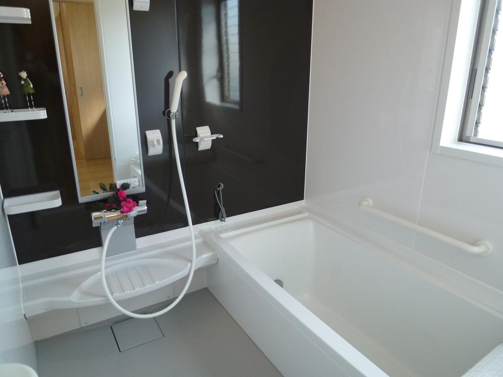 Bathroom. Chic bathroom with black wall