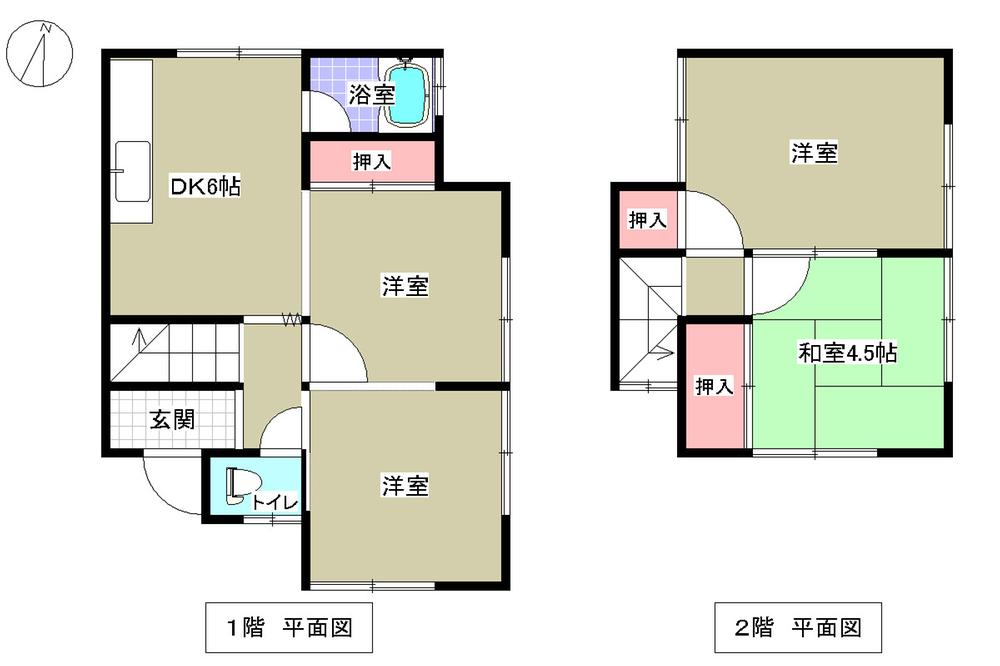 Floor plan. 4.5 million yen, 3DK, Land area 64.68 sq m , Building area 54.13 sq m
