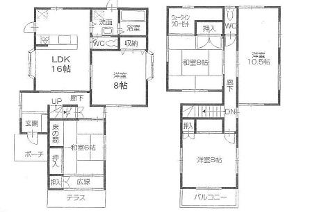 Floor plan. 16.8 million yen, 5LDK, Land area 498.44 sq m , Building area 134.41 sq m