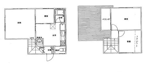 Floor plan. 7.9 million yen, 3DK + S (storeroom), Land area 97.65 sq m , Building area 56.31 sq m