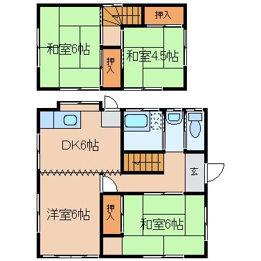Floor plan. 5 million yen, 4DK, Land area 100.63 sq m , Building area 68.04 sq m