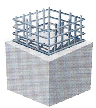 Building structure.  [Pillar ・ Shear reinforcement] Obi muscle pillar of ramen structure (structure to create a framework to integrate the columns and beams) is, We have extended seismic performance against the shearing force to the pillars at no seams "welding closed girdle muscular". (Conceptual diagram)