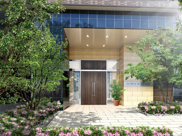 Buildings and facilities. Neat entrance facade nestled with deafening silence. Taste of the four seasons to feel even the loveliness. Start from here, All of the status .... And our earth a "Uchisange", You spun your only story. (Entrance Rendering)