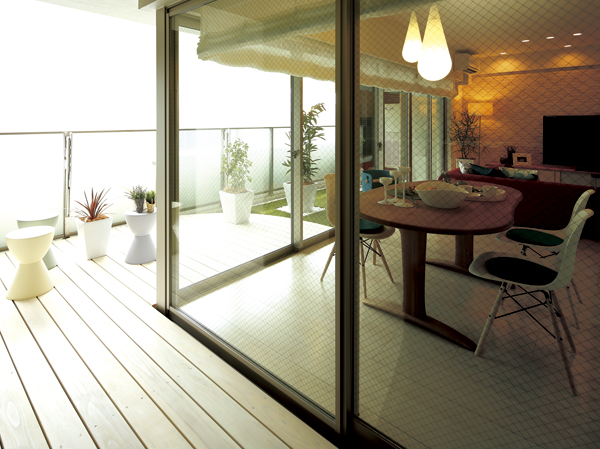 balcony ・ terrace ・ Private garden.  [Balcony of a maximum width of about 2m] Balcony of the depth of about 2m to produce a more open feeling of the house. It extends the life of the style in the out-living feeling.