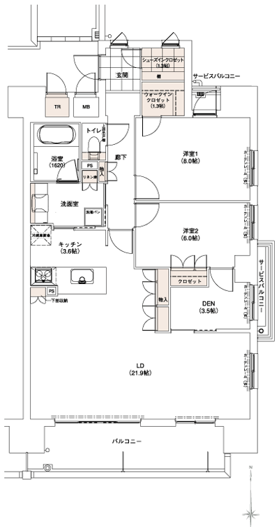 Floor: 2LDK + Wic + Sic + D, the area occupied: 96.5 sq m, Price: 39,300,000 yen ~ 46,100,000 yen